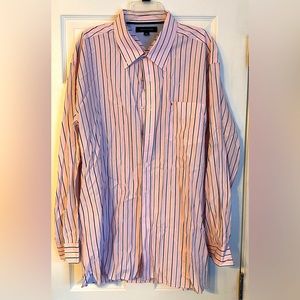 Tommy Hilfiger men’s pink and navy pin striped shirt size XL